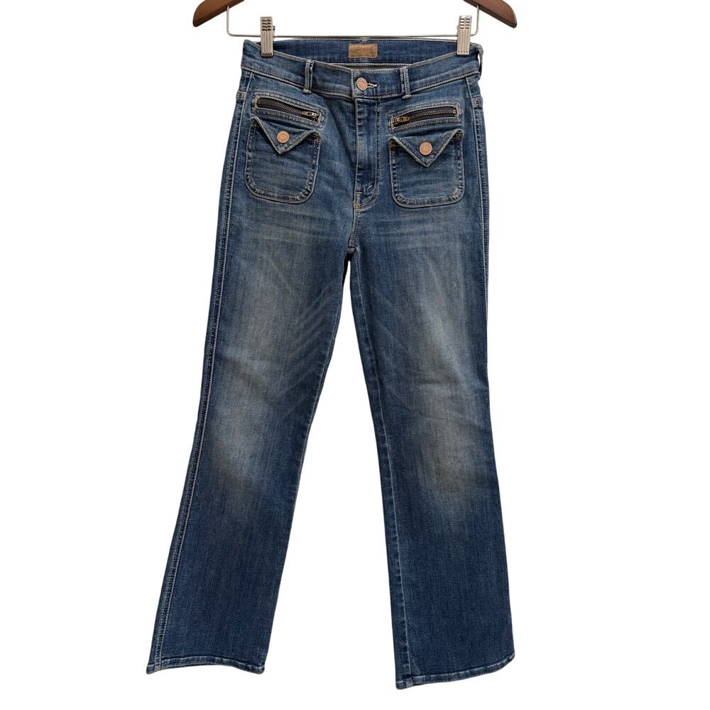 MOTHER Womens Sz 25 The Insider Crop Point Racing Hearts Jeans Casual Distressed
